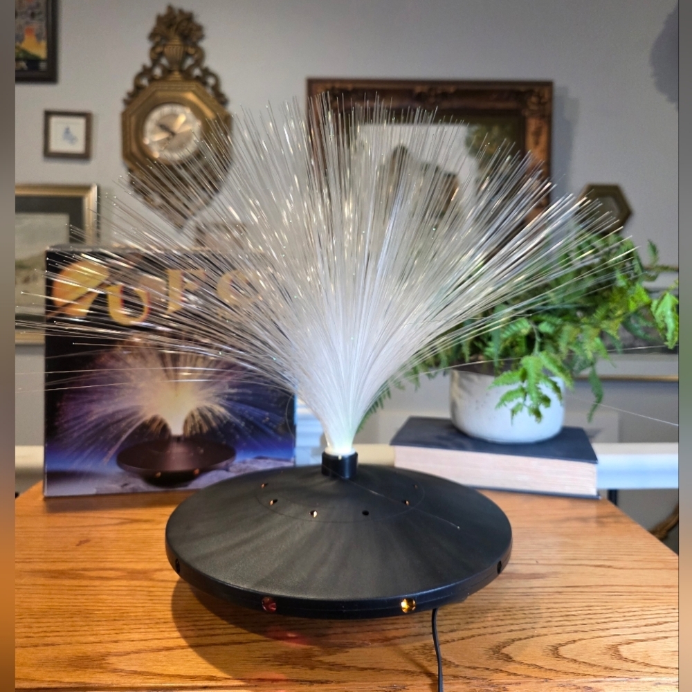 Vintage 90s UFO Fiber Optic Lamp Color Changing Alien Space Decor with Box